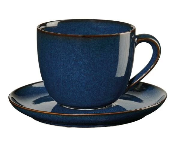 ASA Cappuccinotasse Mit Untertasse Saisons Midnight Blue 1 ASA Cappuccinotasse Mit Untertasse Saisons Midnight Blue