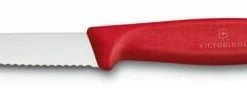 Victorinox SwissClassic Gemüsemesser Mit Wellenschliff, Mittelspitz, 8 Cm, Rot